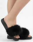 Noir Plush Cloud Sliders | Black