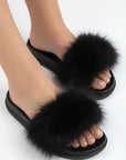 Noir Plush Cloud Sliders | Black
