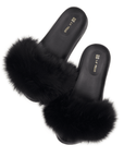 Noir Plush Cloud Sliders | Black