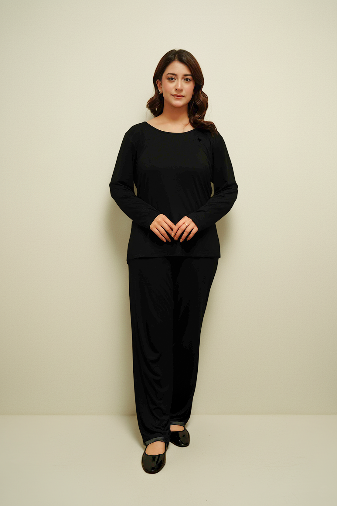 Noir – Black Full-Sleeve Top + Pajama