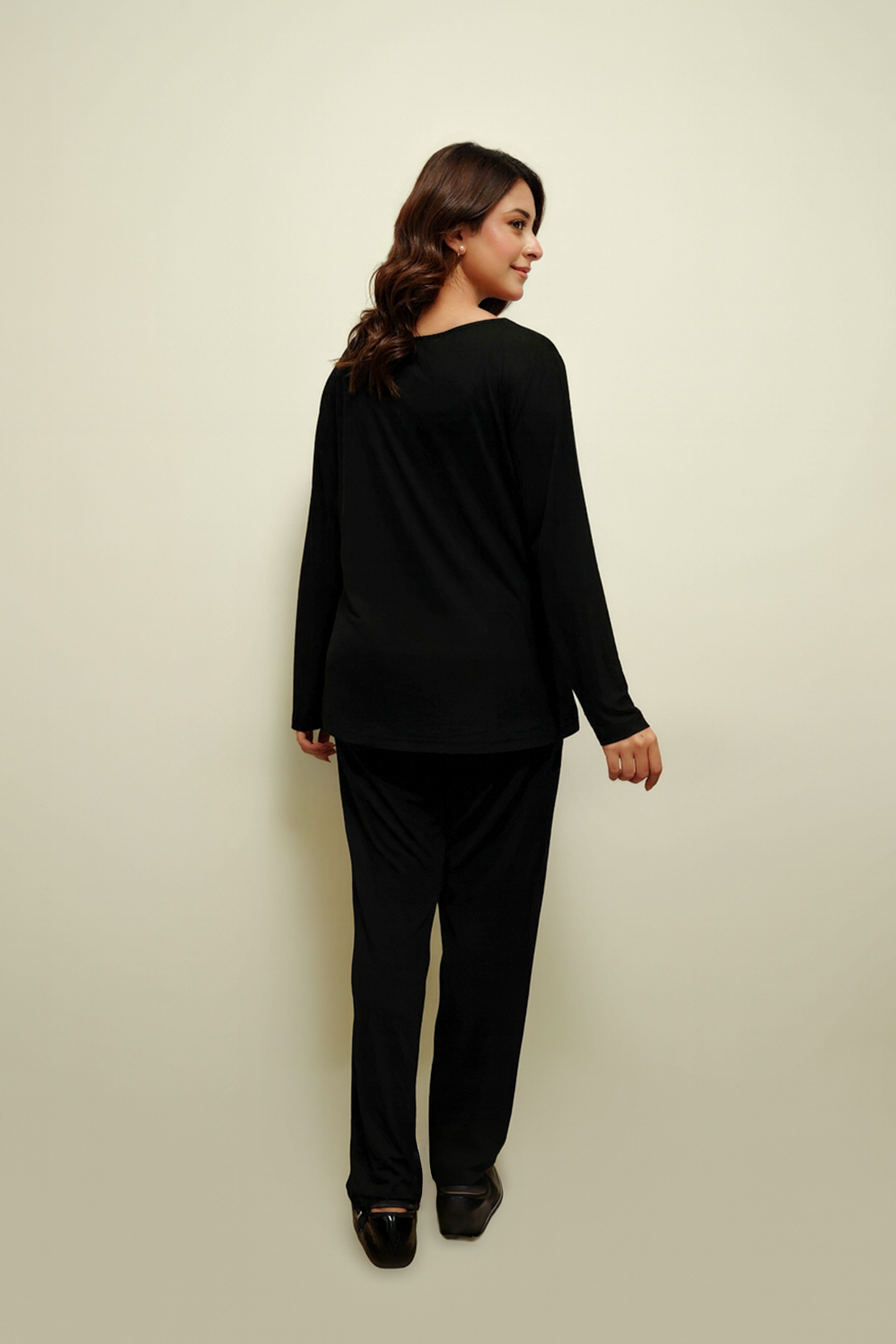 Noir – Black Full-Sleeve Top + Pajama