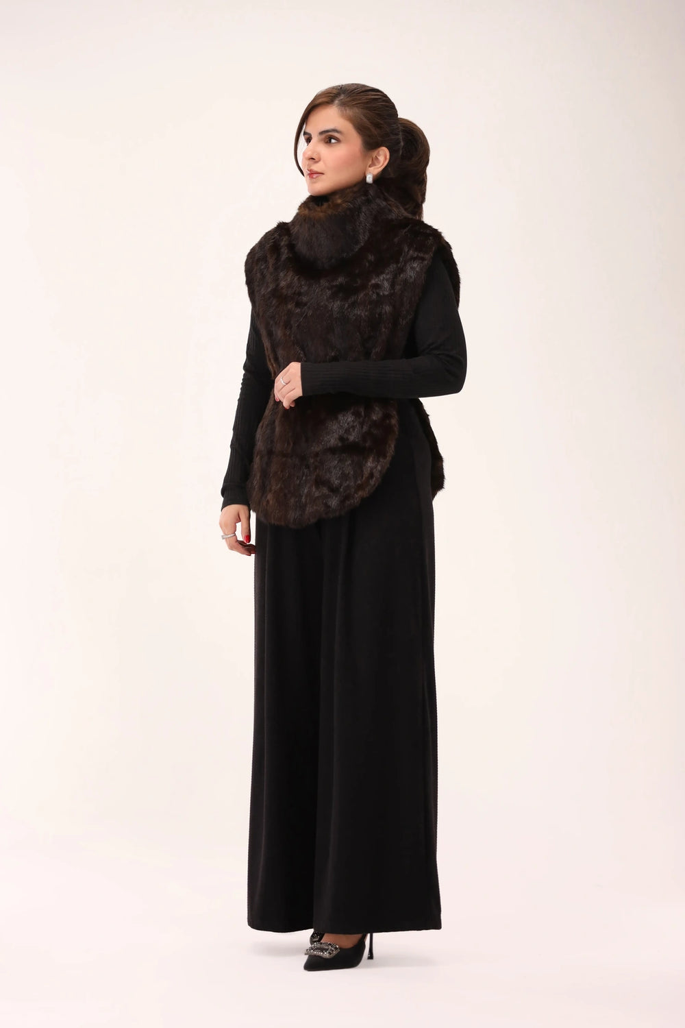 VELOUR Brown Fur Cape