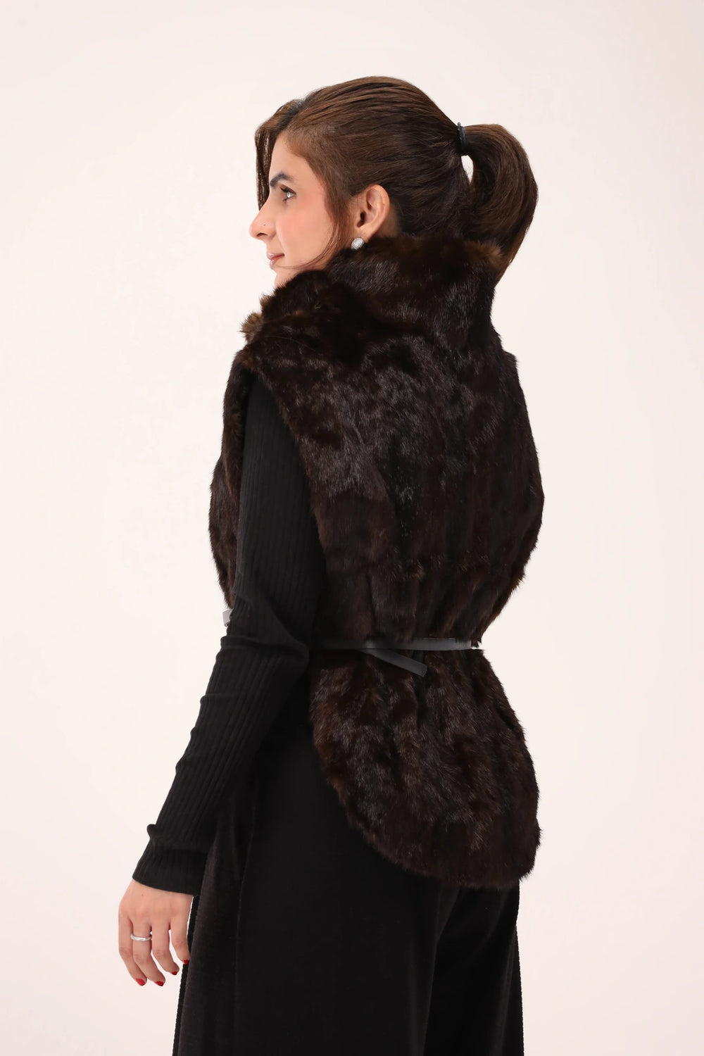 VELOUR Brown Fur Cape
