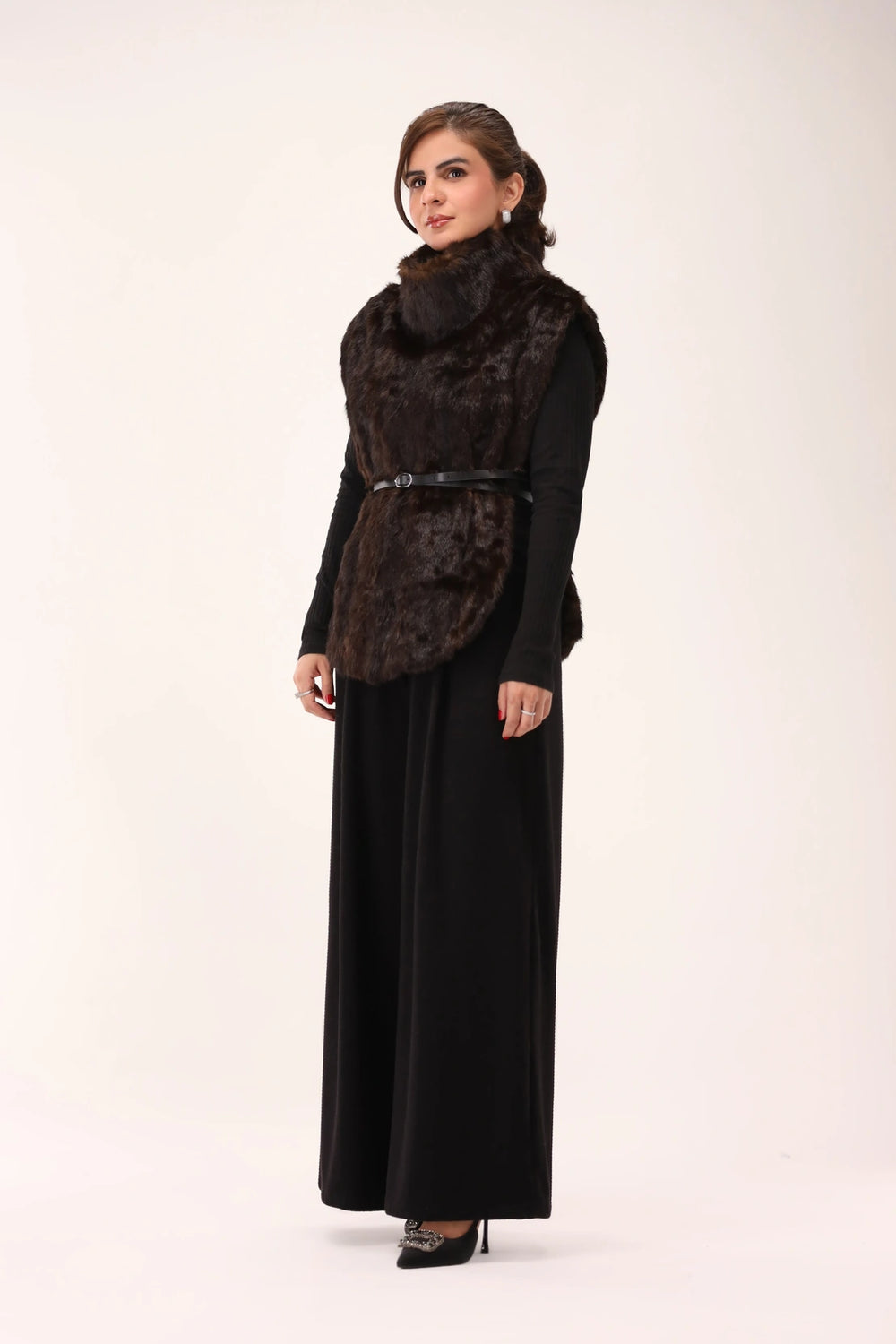 VELOUR Brown Fur Cape
