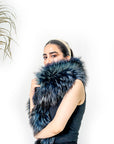 Full Natural Fur Stole - Royal Blue - LA' PELLO