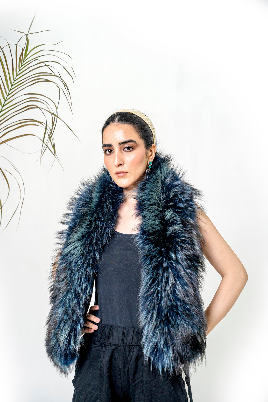 Full Natural Fur Stole - Royal Blue - LA' PELLO